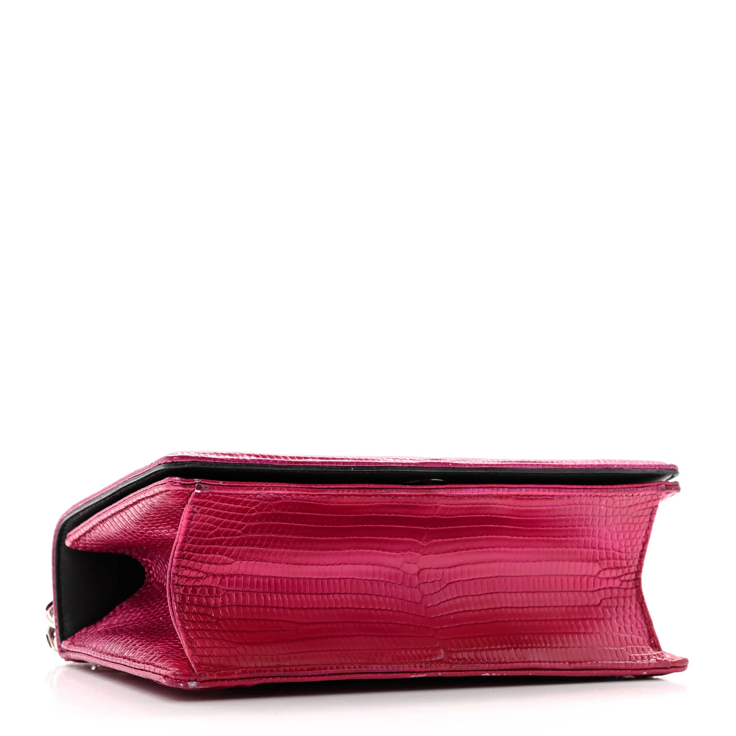Metallic Lizard Small Diorama Flap Bag Fuchsia - Top Club