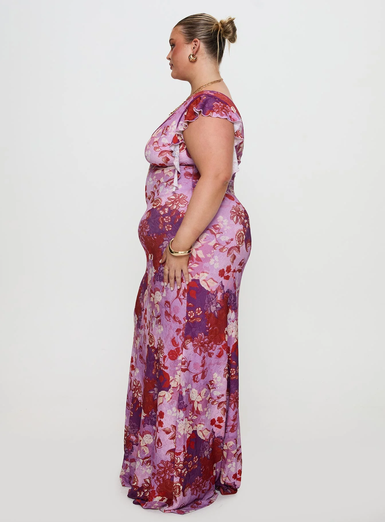 Soleila Maxi Dress Purple Multi Curve