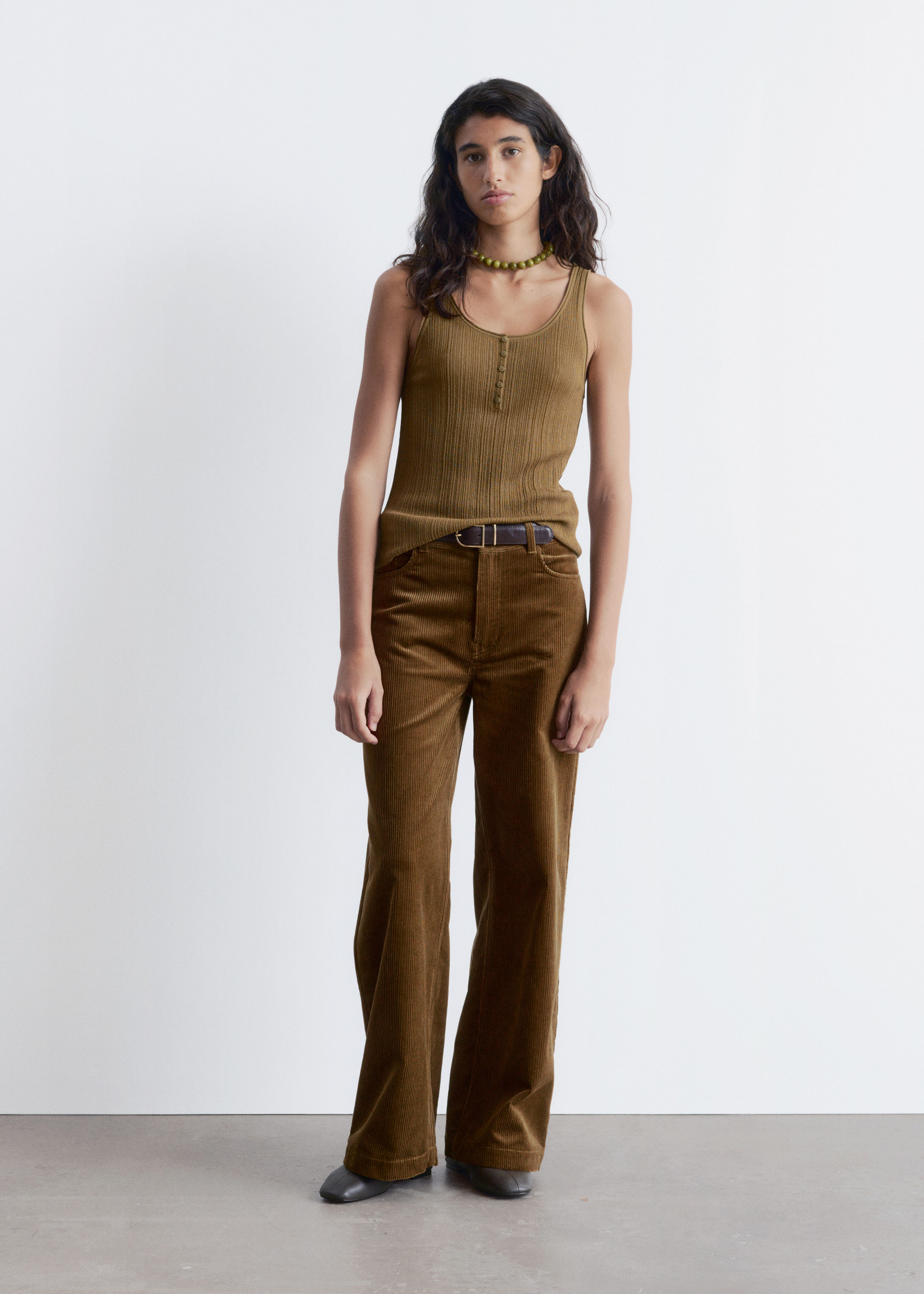 & Other Stories SCOOP-NECK RIB-KNIT TANK TOP