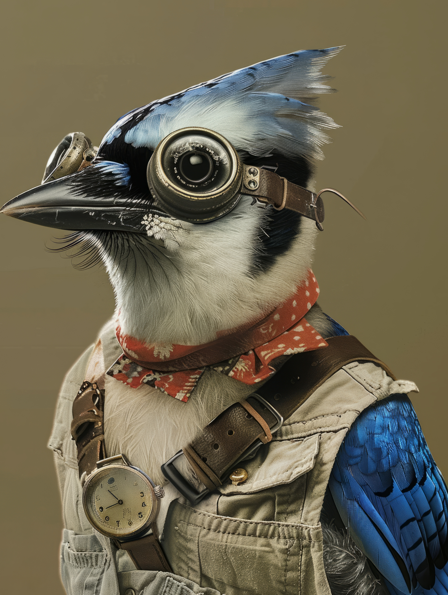 Canvas schilderij van een Blue Jay 100x200 cm