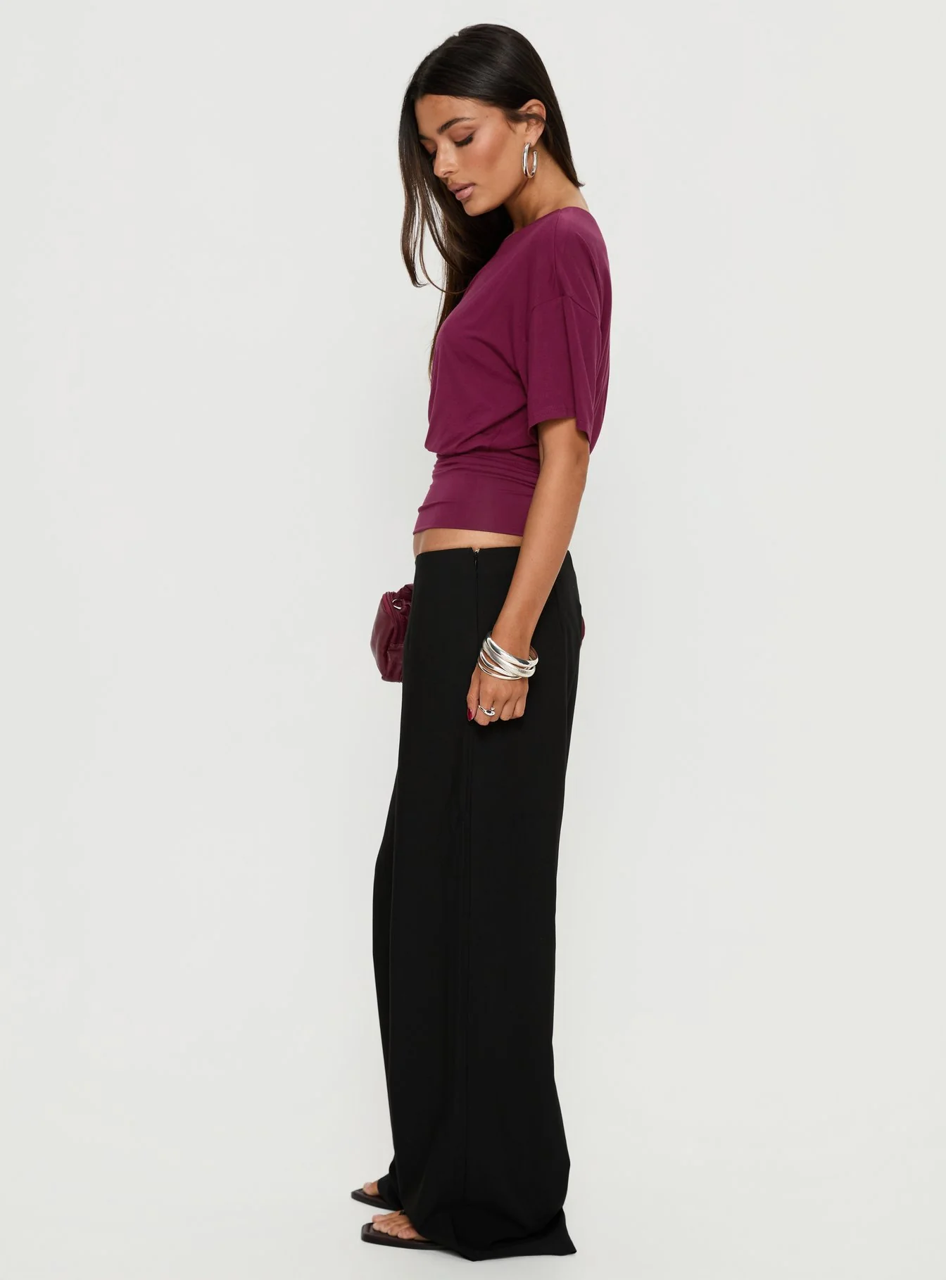 Khane Low Rise Wide Leg Pant Black
