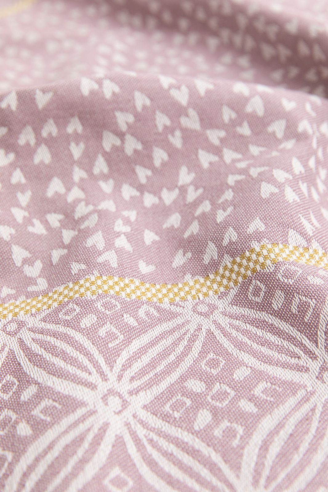 Paarse katoenen theedoek met hartjesprint