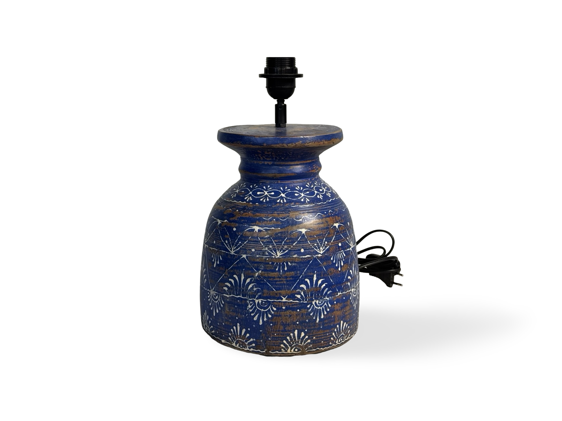 Lampvoet melkpot blauw/wit uniek