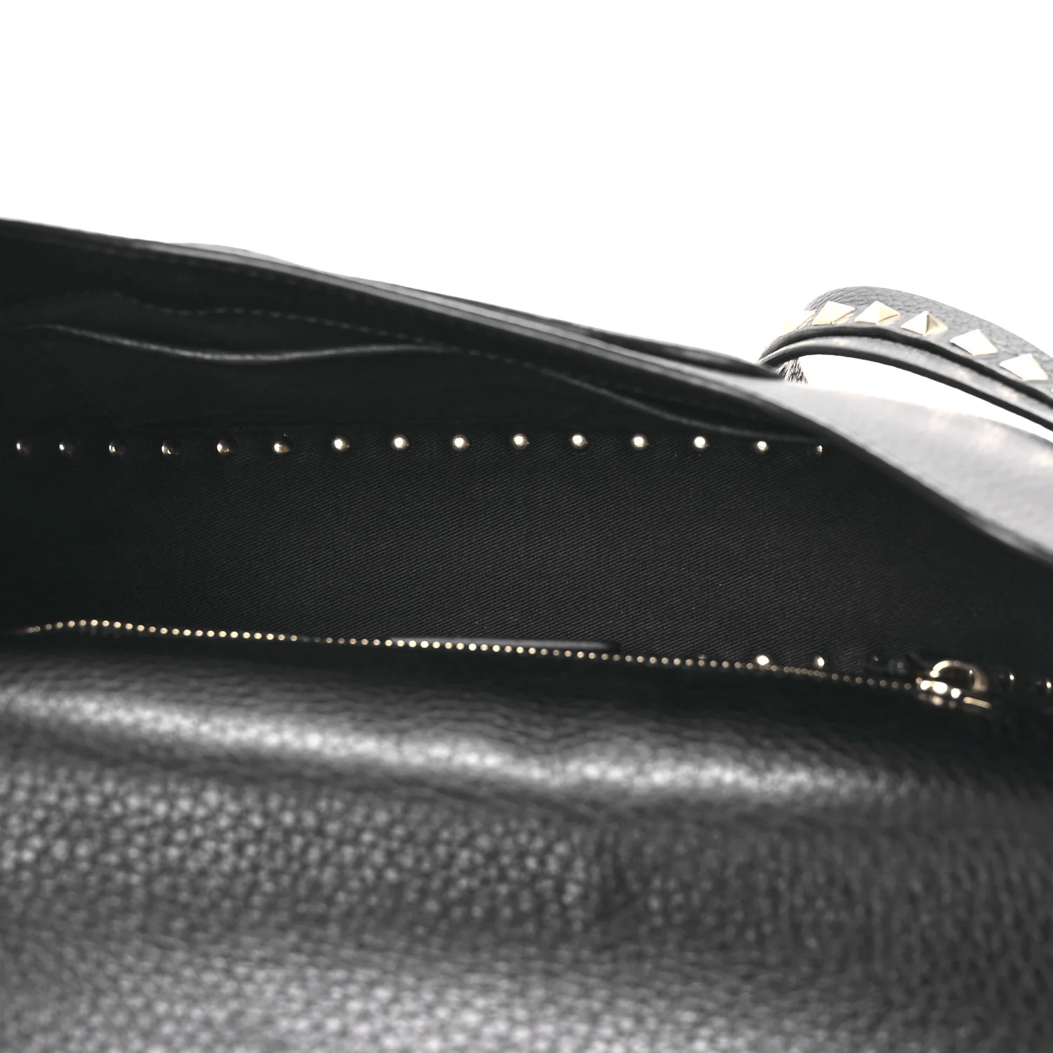 Grained Calfskin Rockstud Saddle Bag Black - Top Club
