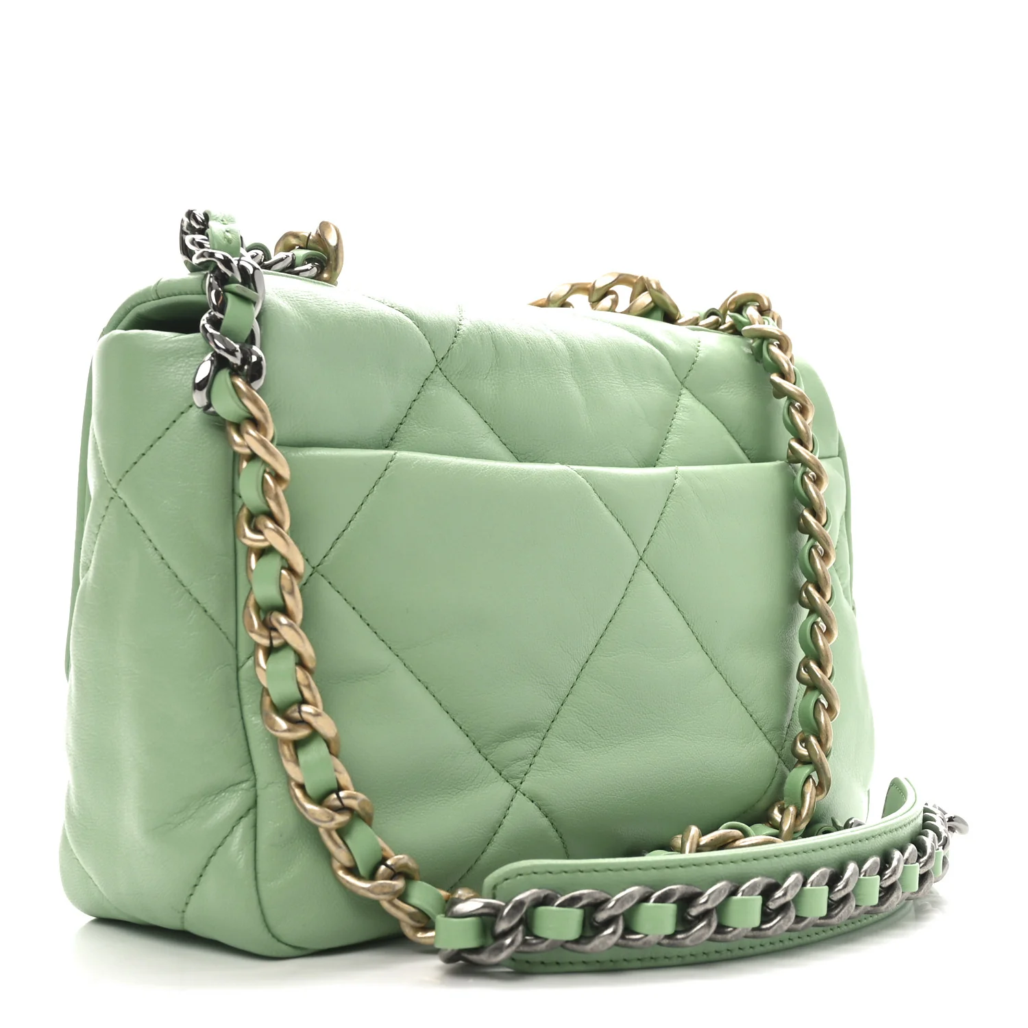 Goatskin Quilted Medium Chanel 19 Flap Light Green - Top Club