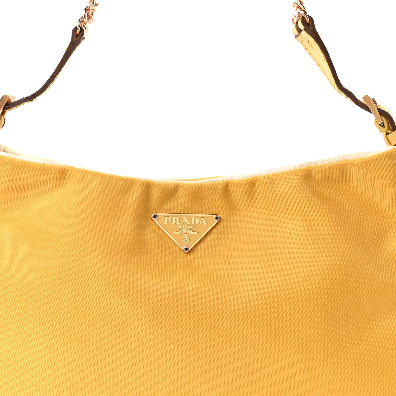 Tessuto Nylon Light Chain Shoulder Bag Yellow - Top Club