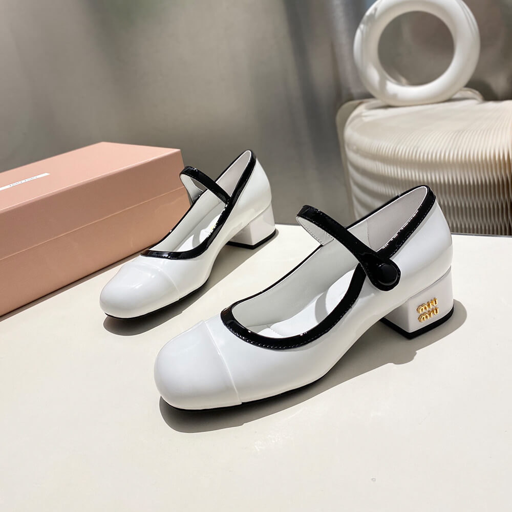 MiuMiu Two-tone patent leather Mary Jane pumps - Top Club