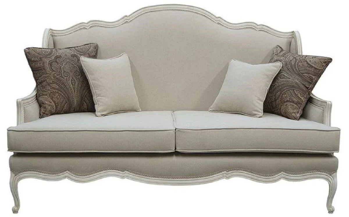 Luxury Baroque Sofa Gray / Antique Gray 185 x 95 x H. 111 cm - Living Room Sofa with Decorative Cushions - Noble Baroque Furniture