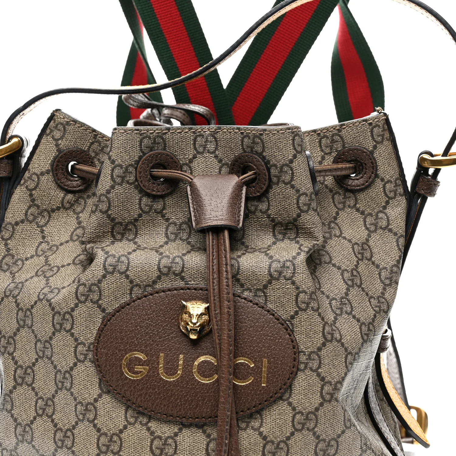 GG Supreme Monogram Neo Vintage Drawstring Bucket Backpack Beige New Acero Crop - Top Club