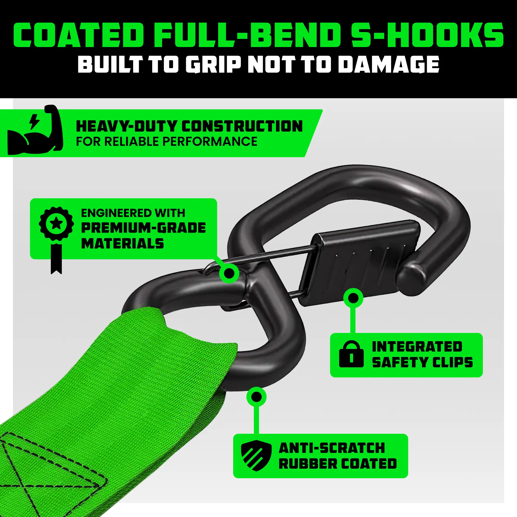 Lush's Pick - Rhino USA Retractable Ratchet Straps - 1in x 10ft (4pack) and 2in x 10ft (2pack)