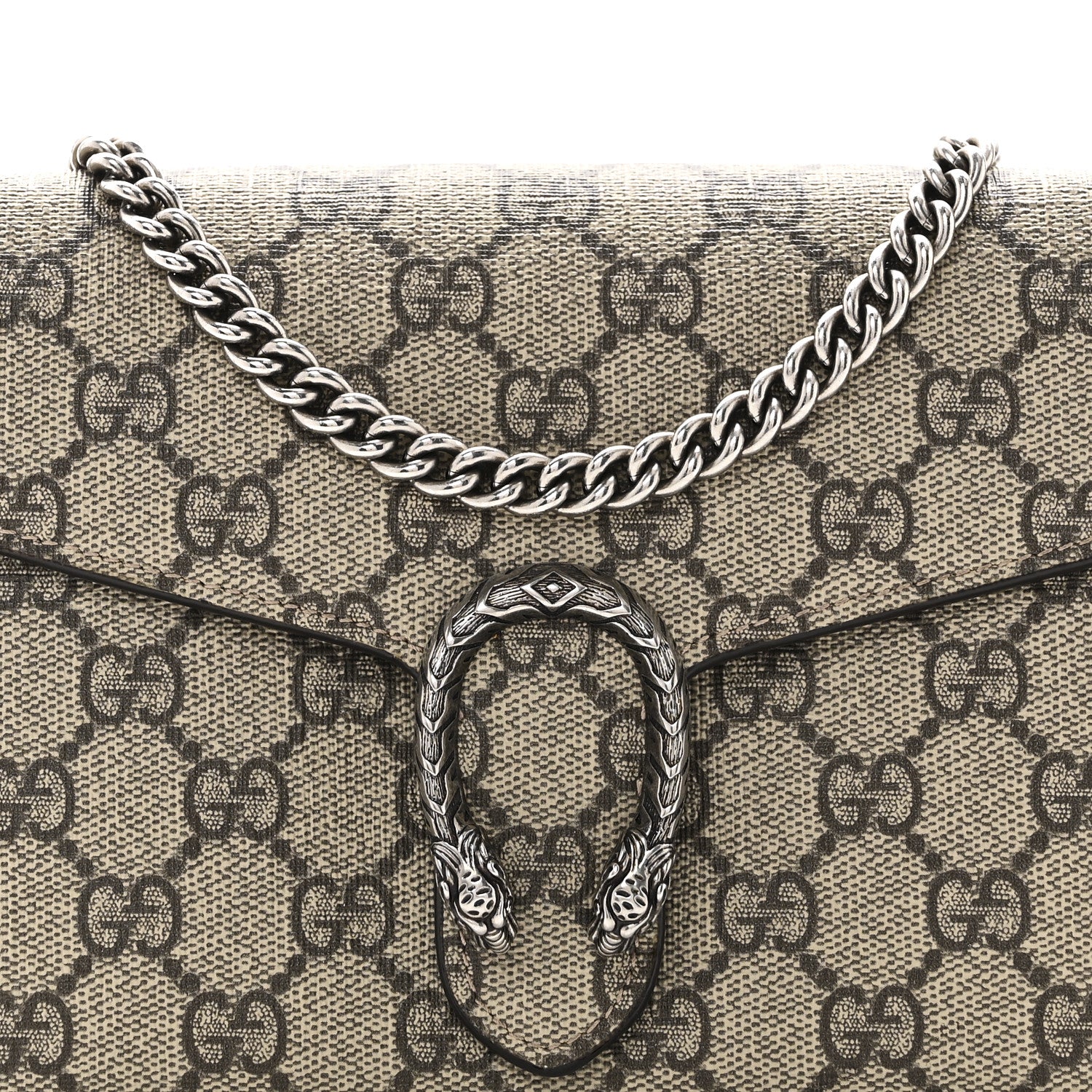 GG Supreme Monogram Mini Dionysus Chain Wallet Beige Taupe - Top Club