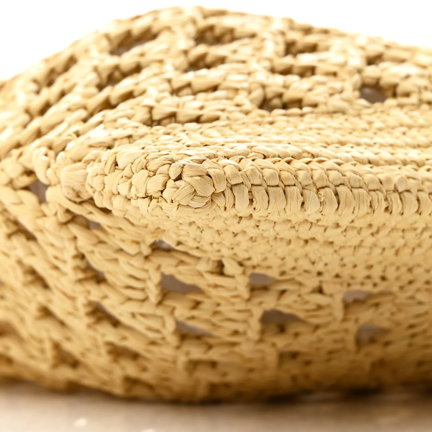 Yarn Raffia Effect Embroidered Logo Tote Naturale - Top Club
