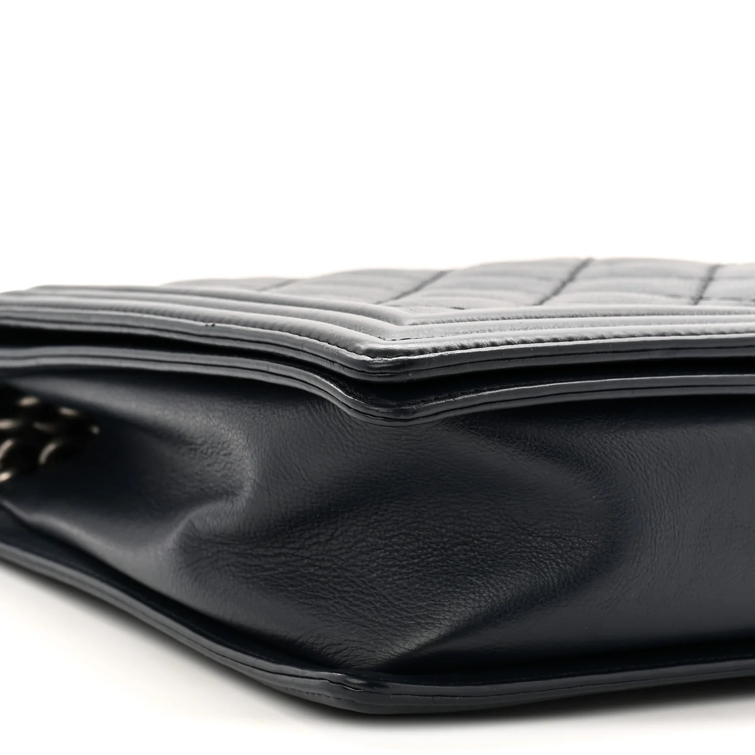 Calfskin Double Stitch Large Boy Flap Navy Blue - Top Club