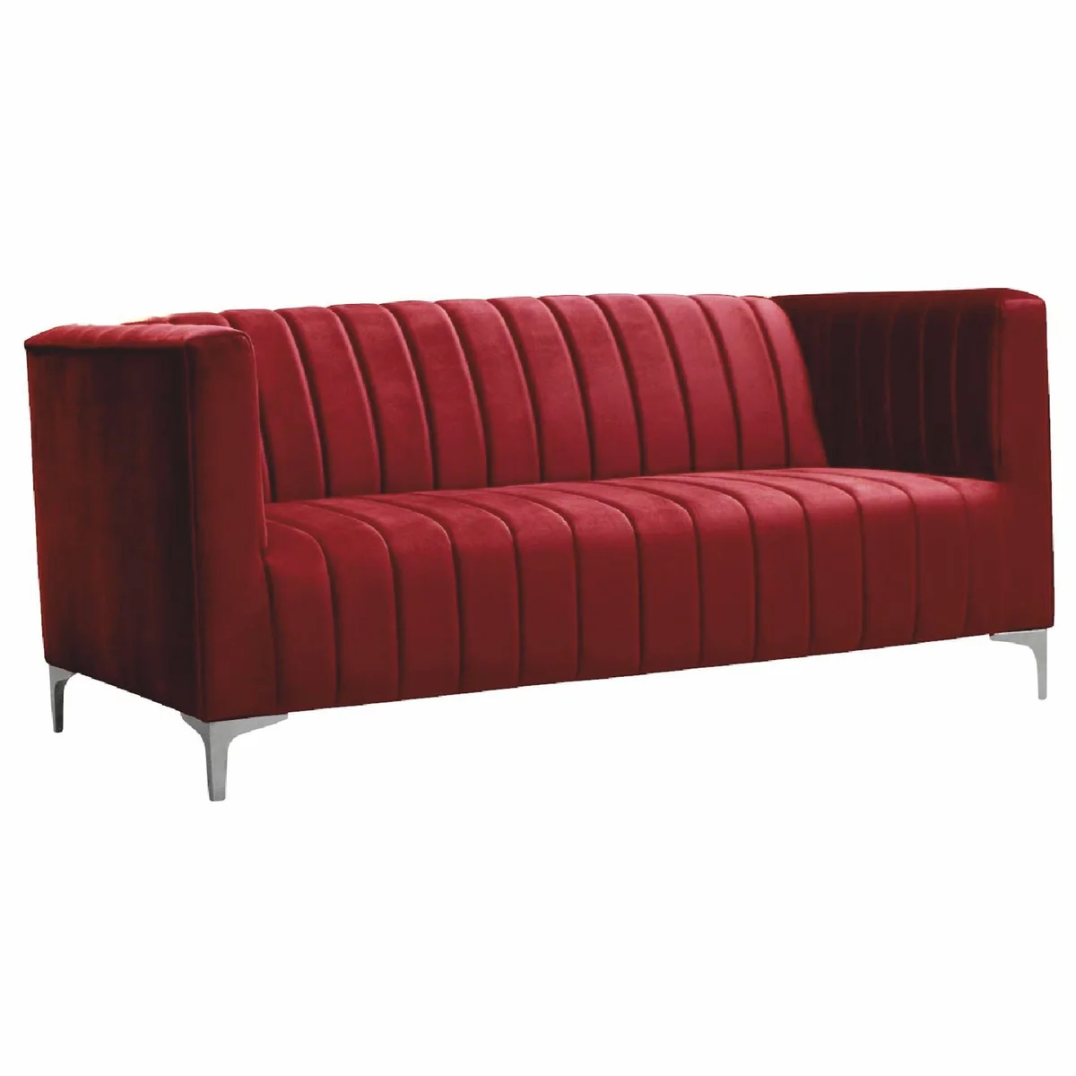 Luxury 2 seater velvet sofa burgundy red / gray 162 cm - living room furniture
