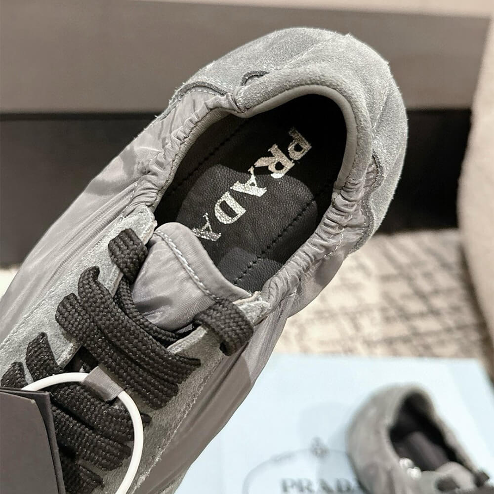 PRADA Collapse Re-Nylon and suede elasticized sneakers - Top Club