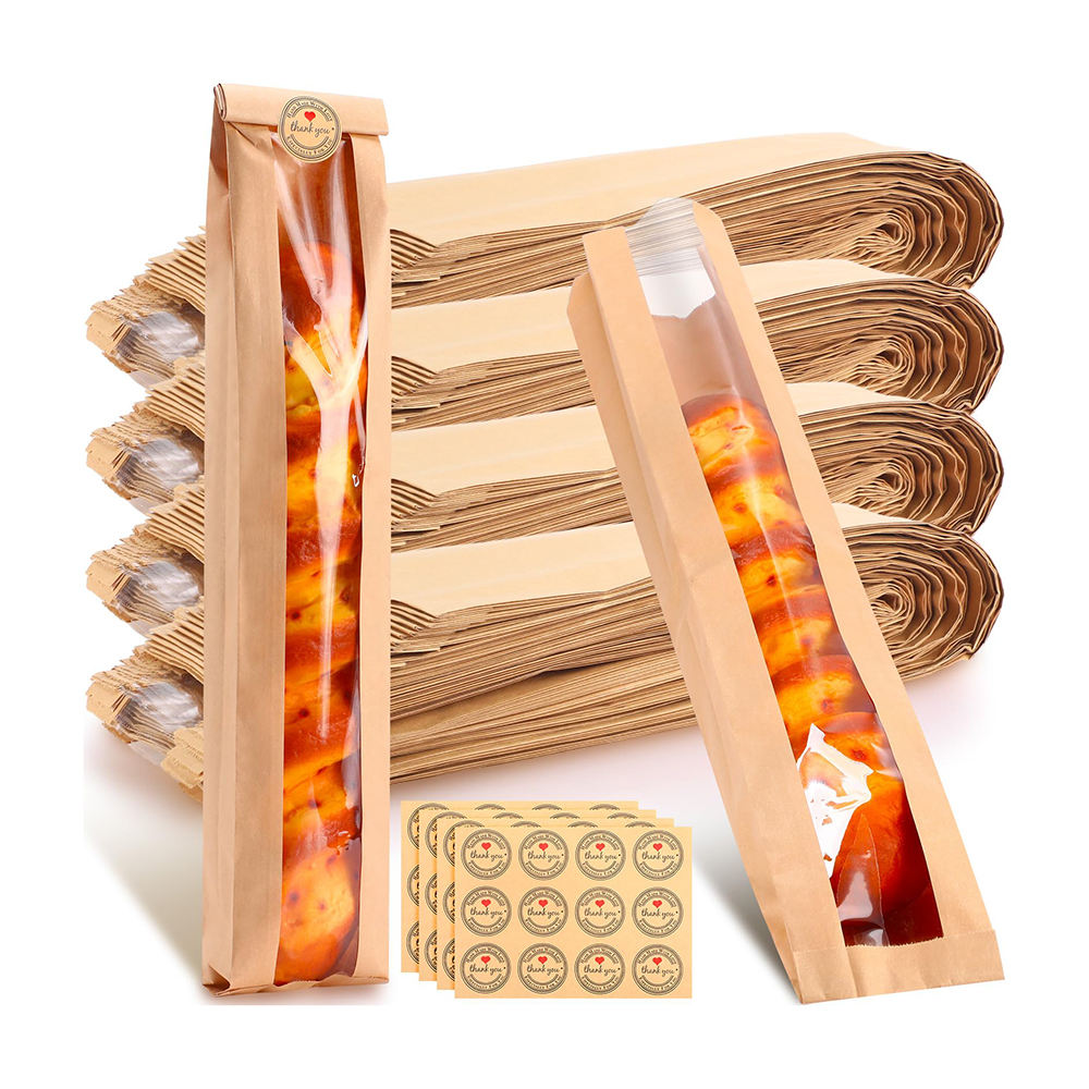 Baguette Bread Bag Long Stick Paper Bags with Window