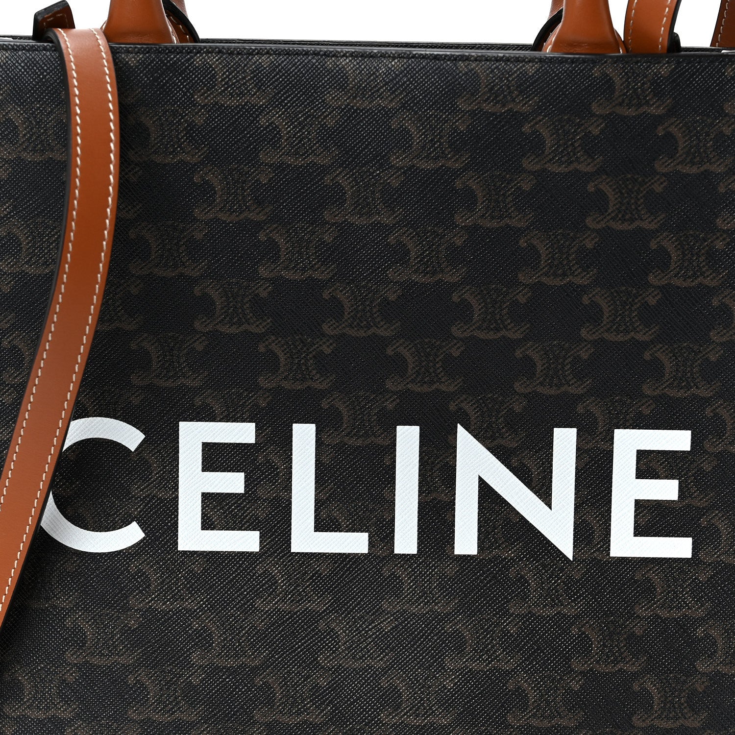 Triomphe Canvas Calfskin Small Vertical Cabas Tan - Top Club