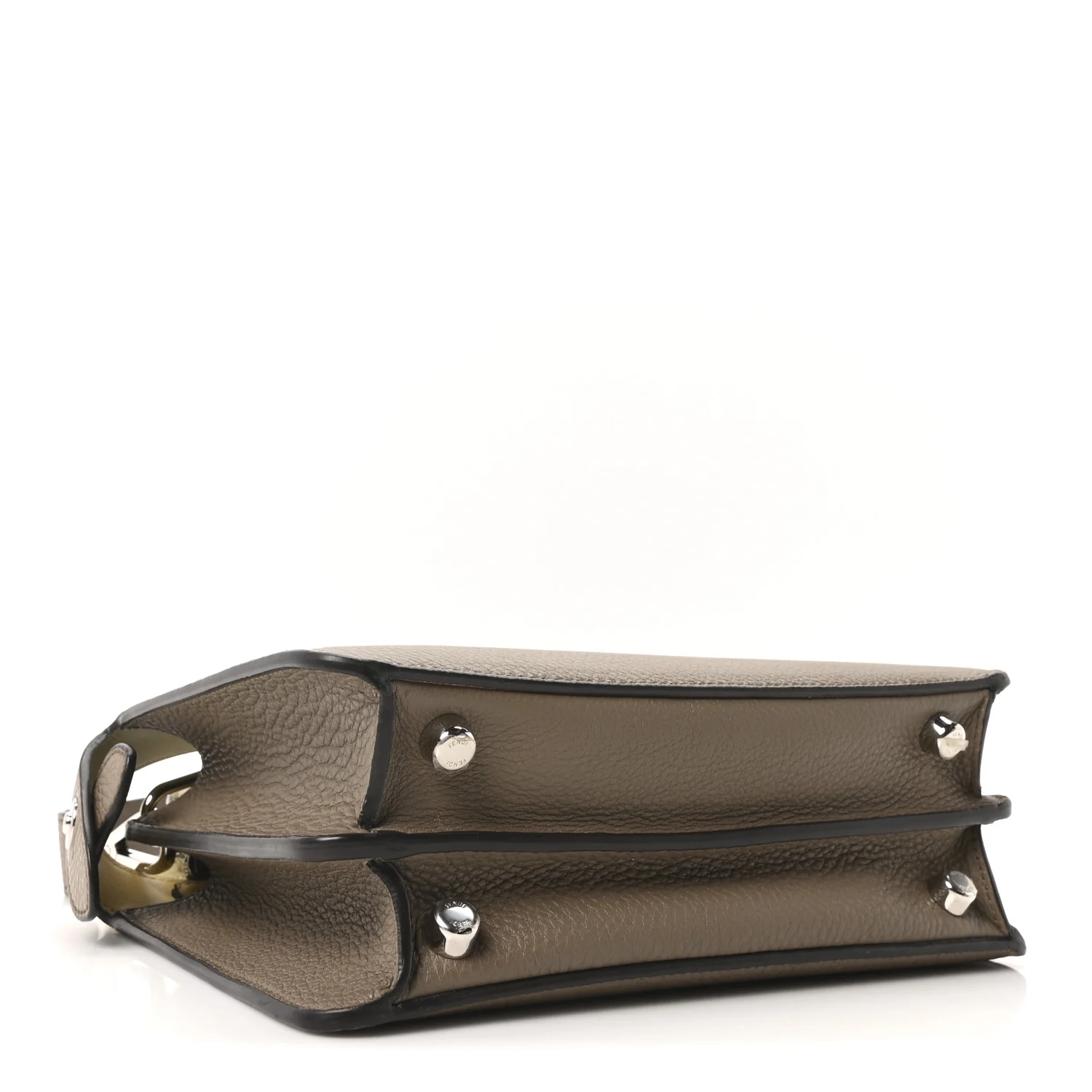 Cuoio Romano Vitello Cover Glazed Fabric Bi-Color FF 1974 Mini Peekaboo I SEE U Satchel Tartufo Banana Tobacco Moro - Top Club