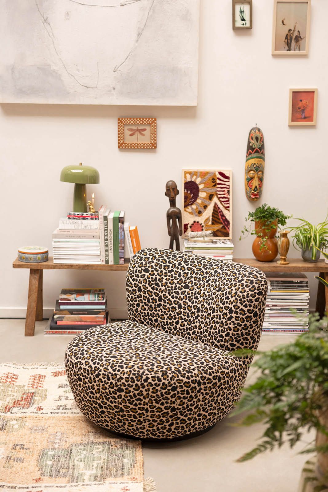 Anne draaifauteuil met leopard print