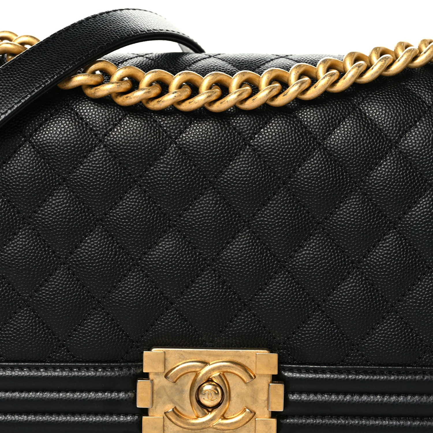 Caviar Quilted Medium Boy Flap Black - Top Club