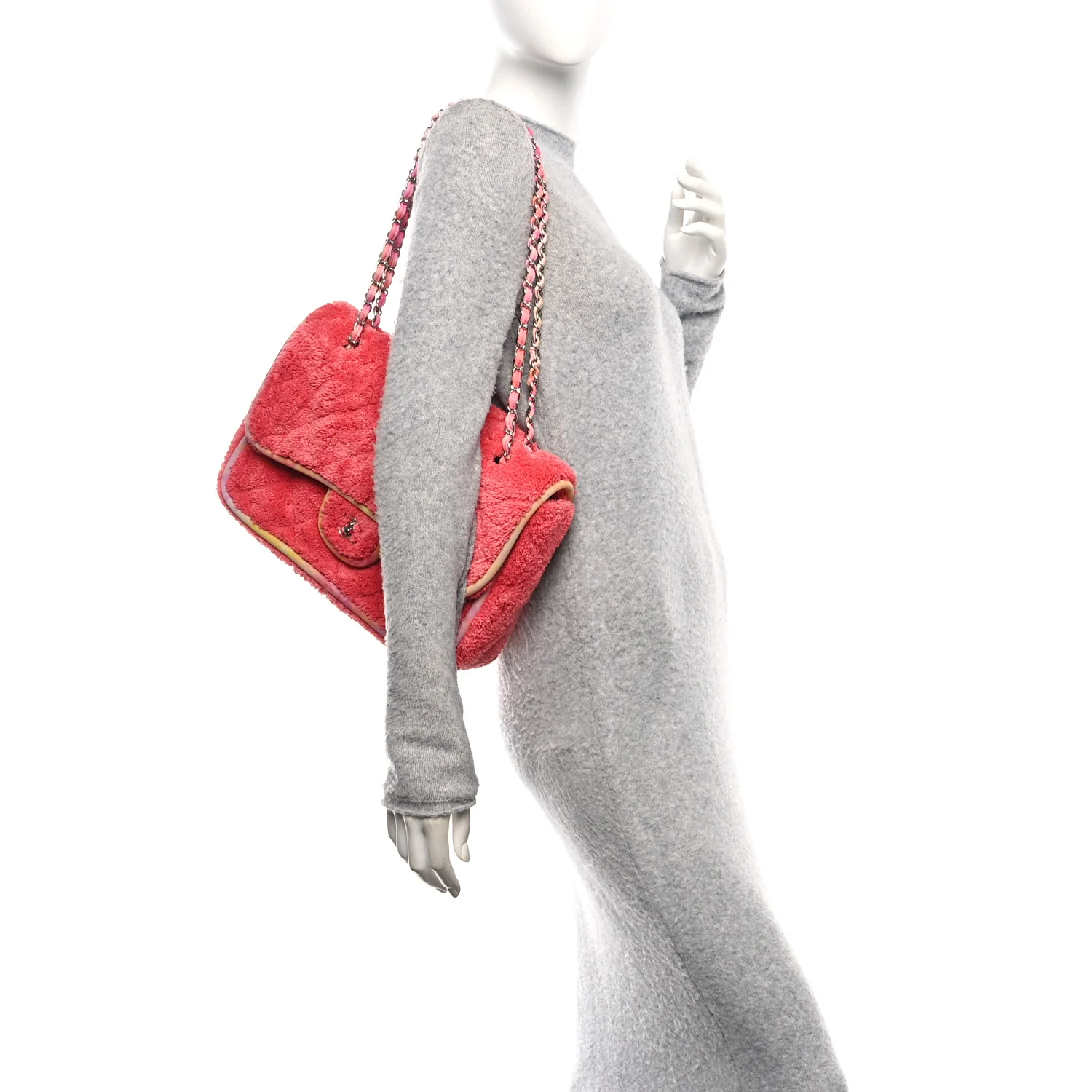 Mixed Fibers Quilted Large Flap Bag Coral