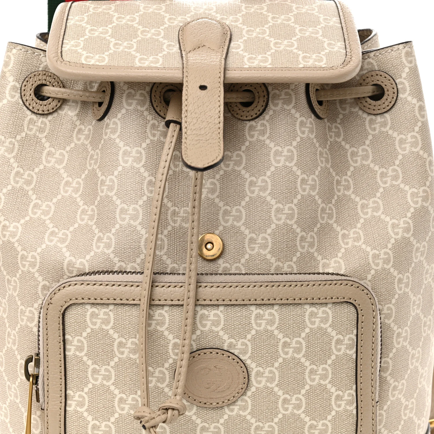 GG Supreme Monogram Azalea Calfskin Retro Interlocking G Buckle Backpack Beige Mystic White - Top Club