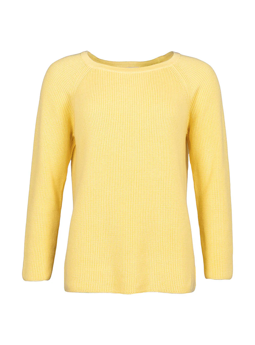 Pull femme en maille perlée coton jaune citron