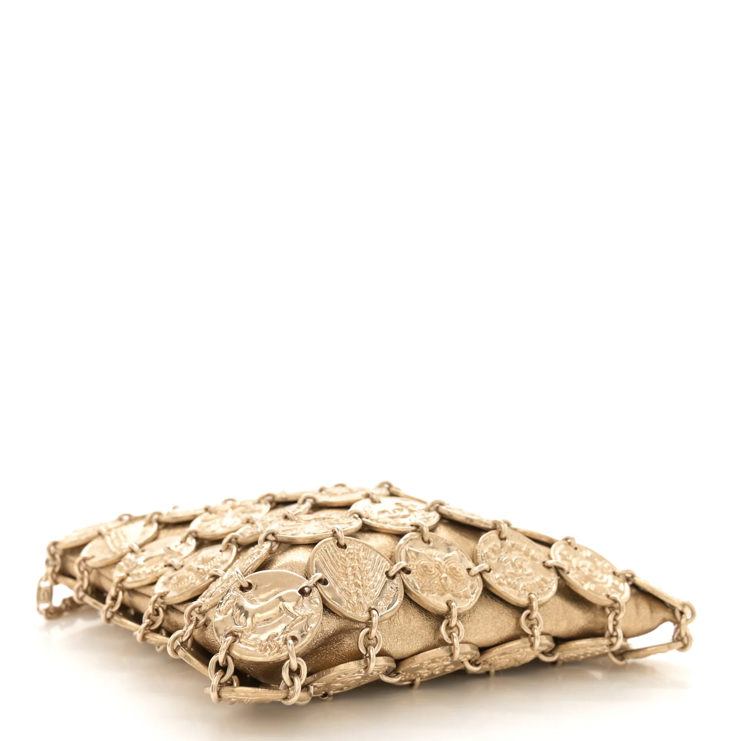 Metallic Calfskin Medallion Shoulder Bag Gold - Top Club