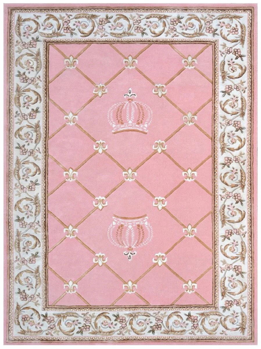 Pompöös by Luxury Baroque Carpet Crown by Harald Glööckler Pink / White / Brown 200 x 300 cm