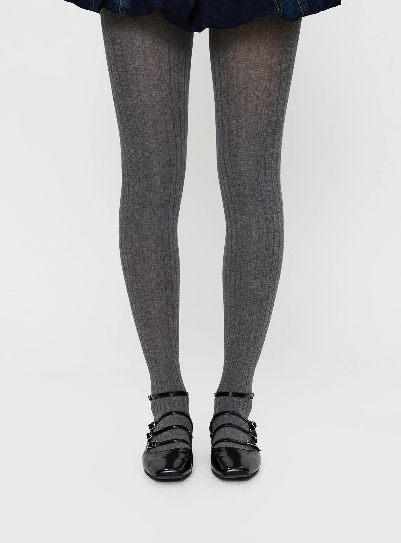 Flashback Ribbed Stockings Grey