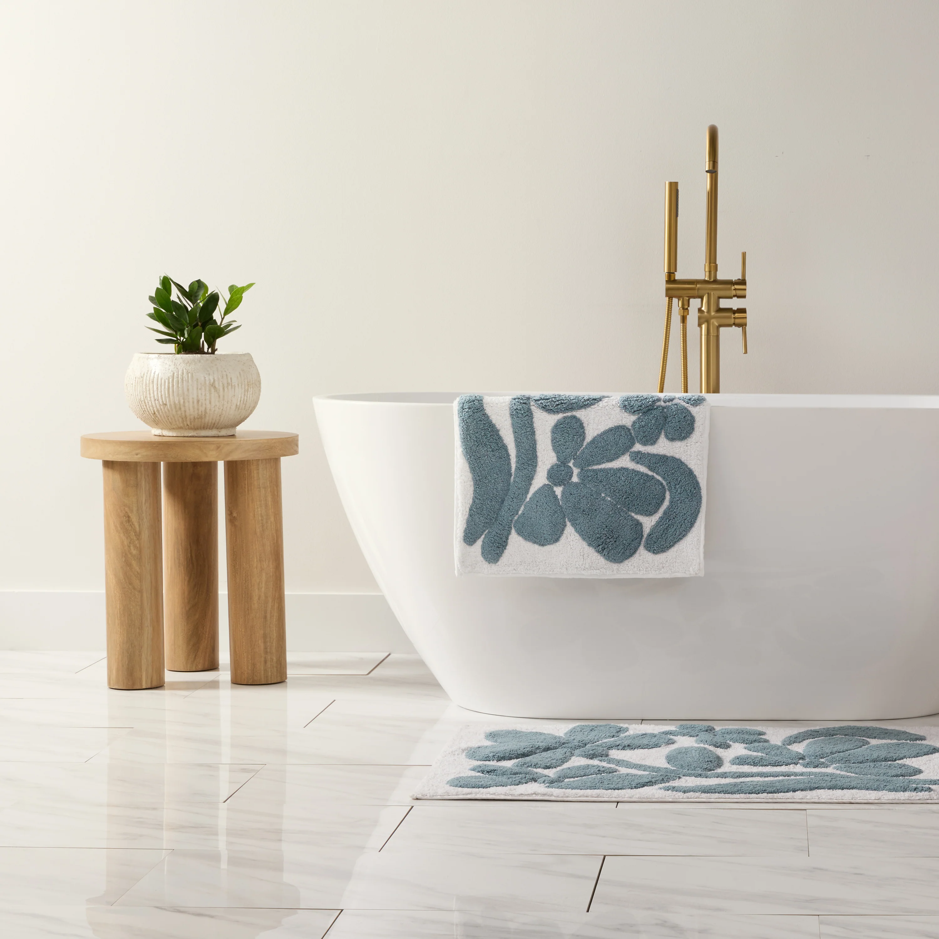 100% Cotton Floral Patterned Bath Mat