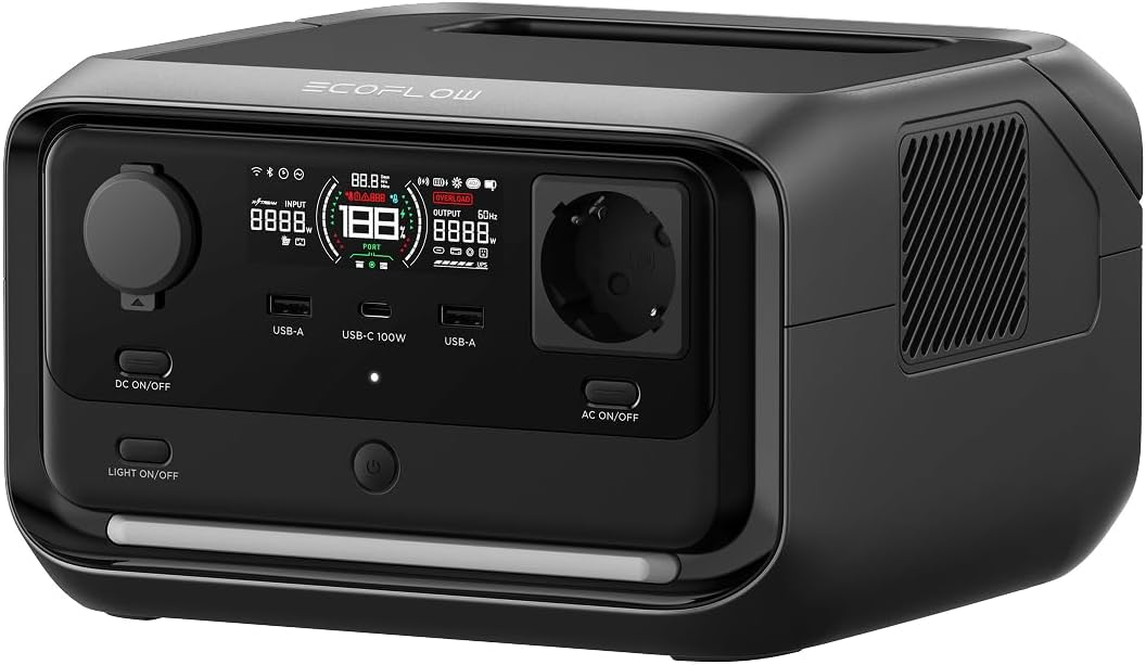 EcoFlow Centrale elettrica portatile RIVER 3 Plus, batteria LFP 286Wh-858 Wh, uscita 1200W, UPS