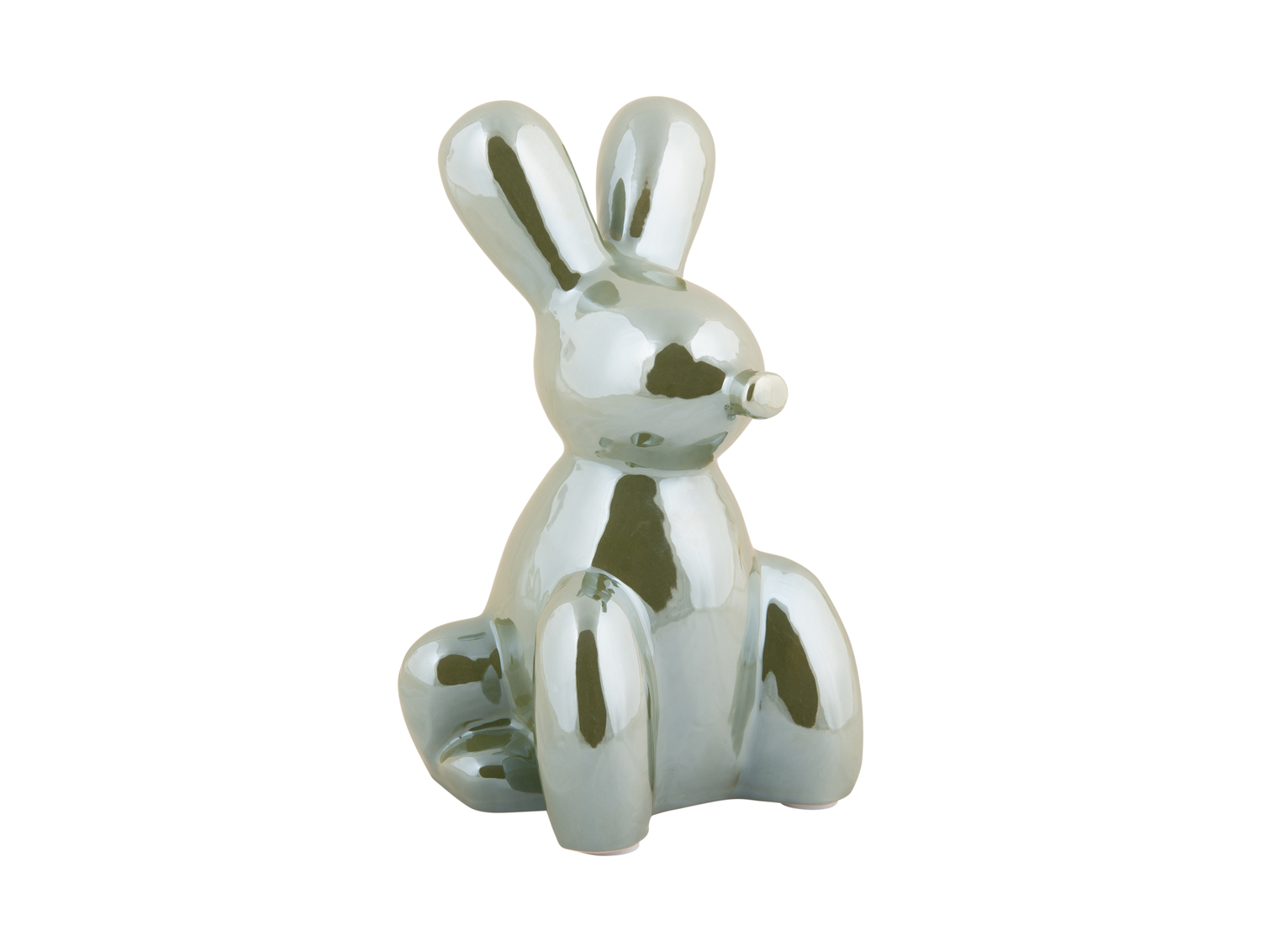 Statue Balloon Bunny large ceramic jungle green plated