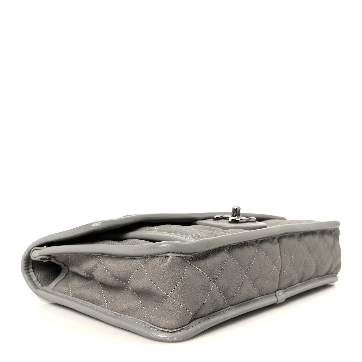 Caviar Quilted Medium French Riviera Flap Light Grey - Top Club