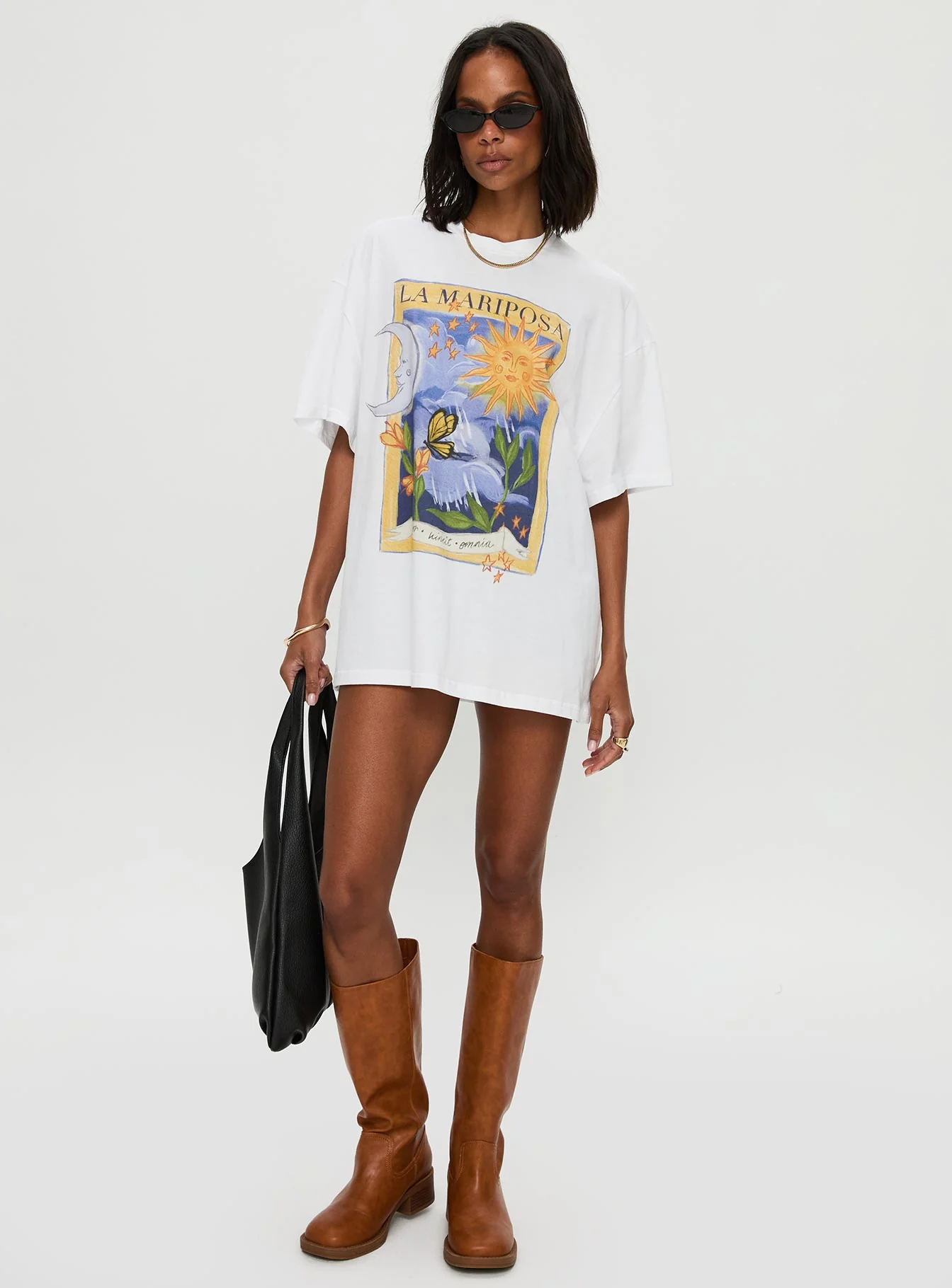 Tarot Card Oversized Graphic Top White / Multi