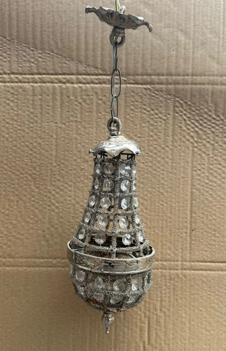 Baroque crystal pendant light silver H. 30 cm - Baroque style pendant lights