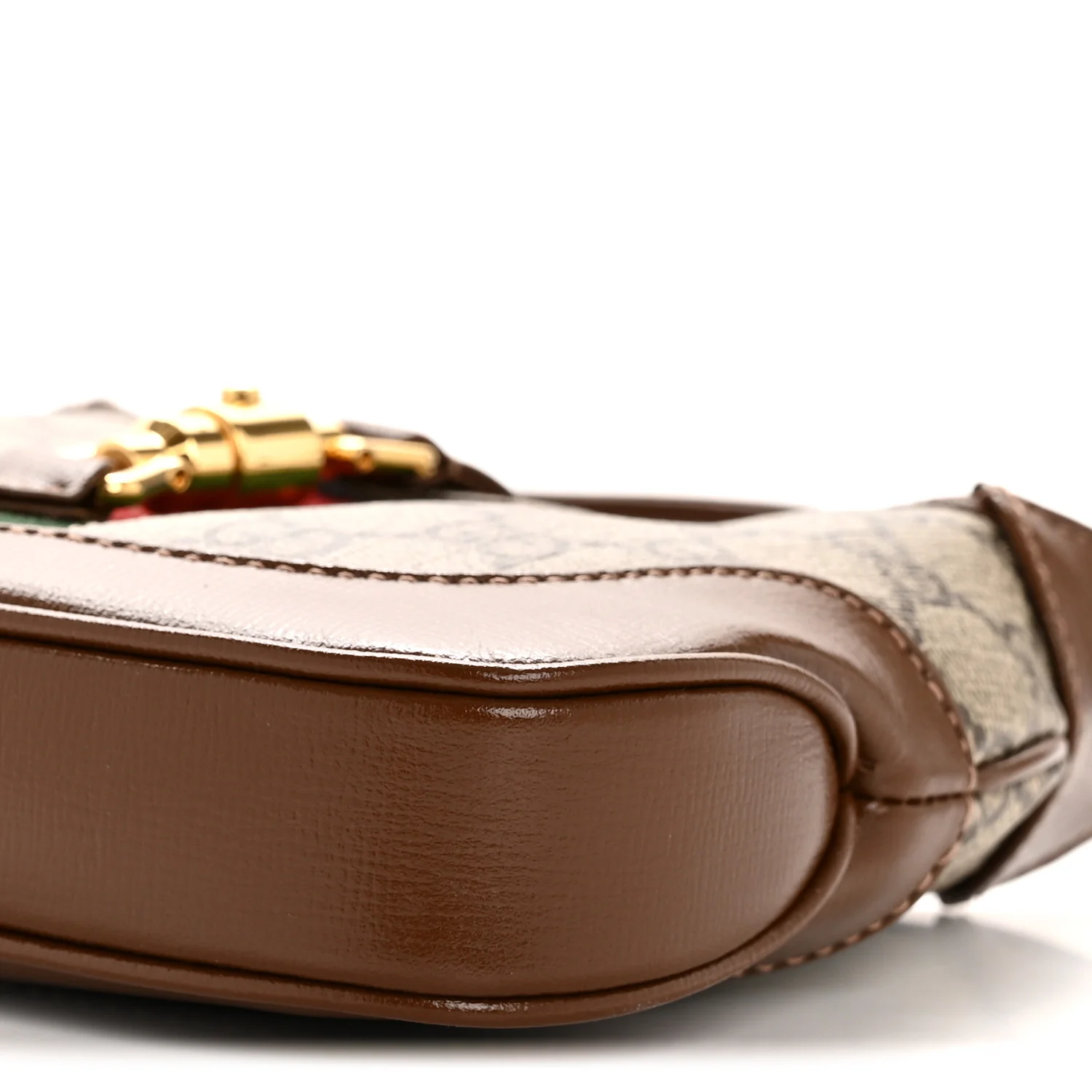 GG Supreme Monogram Azalea Calfskin Web Mini Jackie 1961 Hobo Beige Ebony Brown Sugar - Top Club