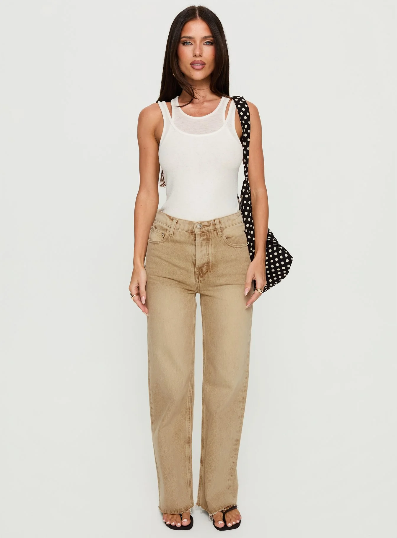 Fawcett High Rise Straight Leg Jeans Tan