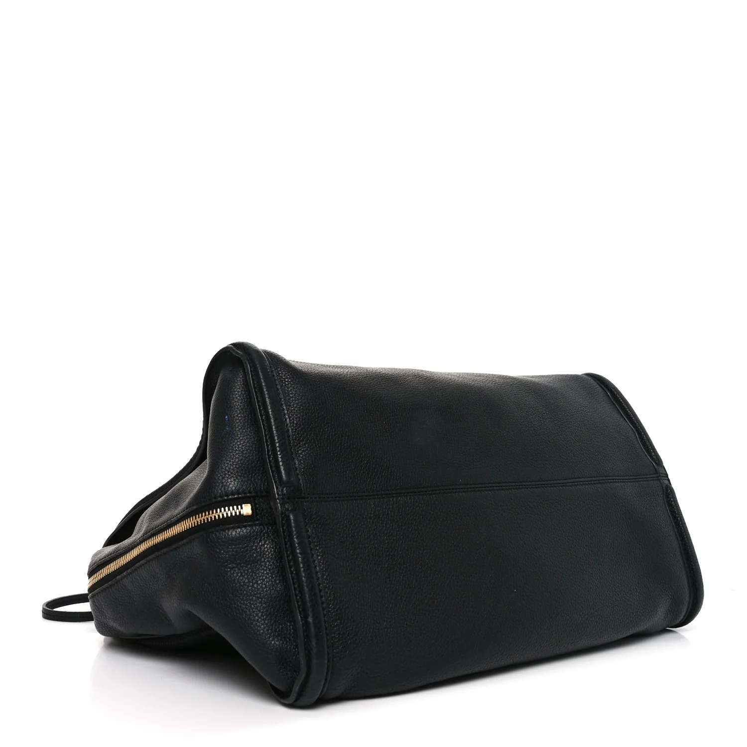 Pebbled Calfskin Large Skull Padlock Zip Around Tote Black - Top Club
