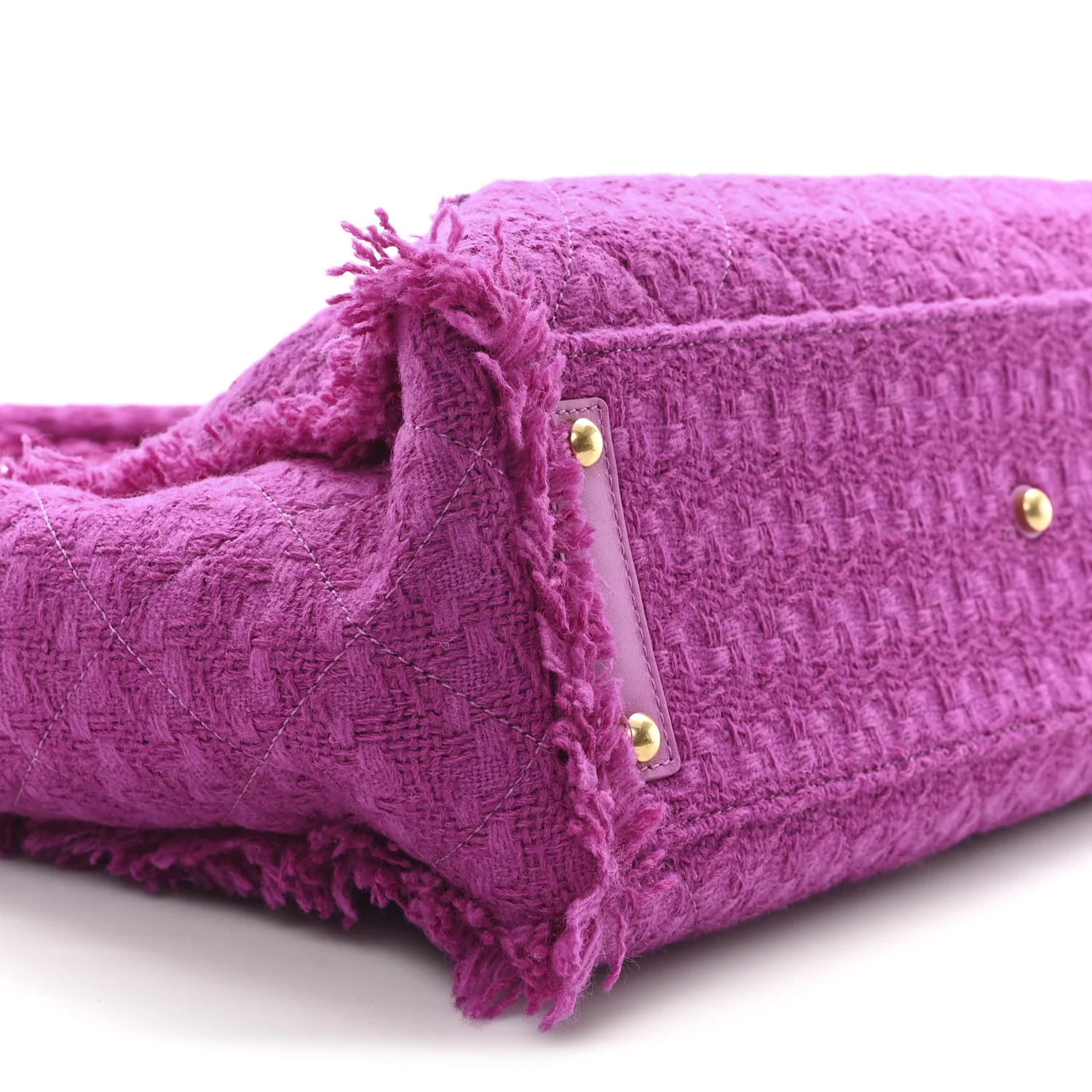 Wool Tweed Large Zipped Shopping Tote Magenta - Top Club