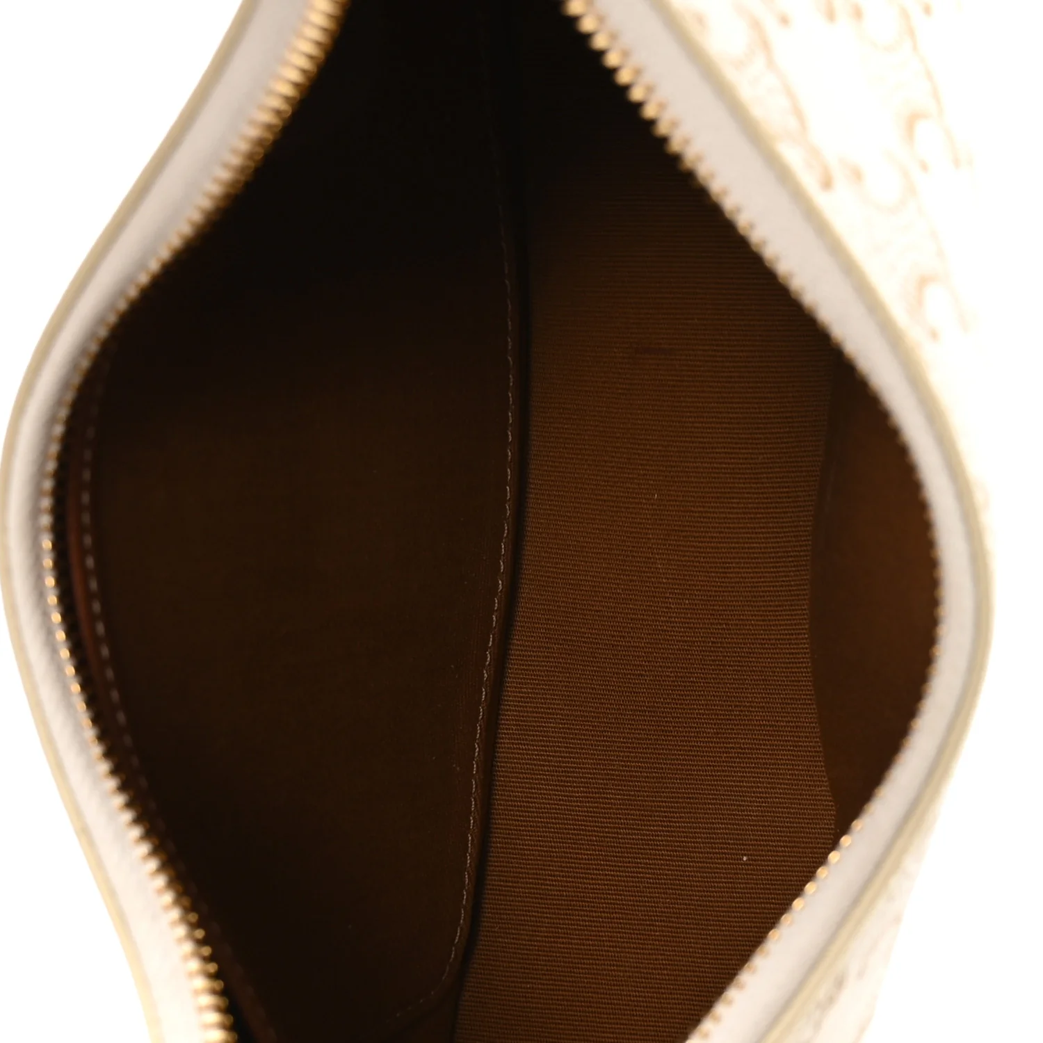 Canvas Calfskin Ava Triomphe Shoulder Bag White - Top Club