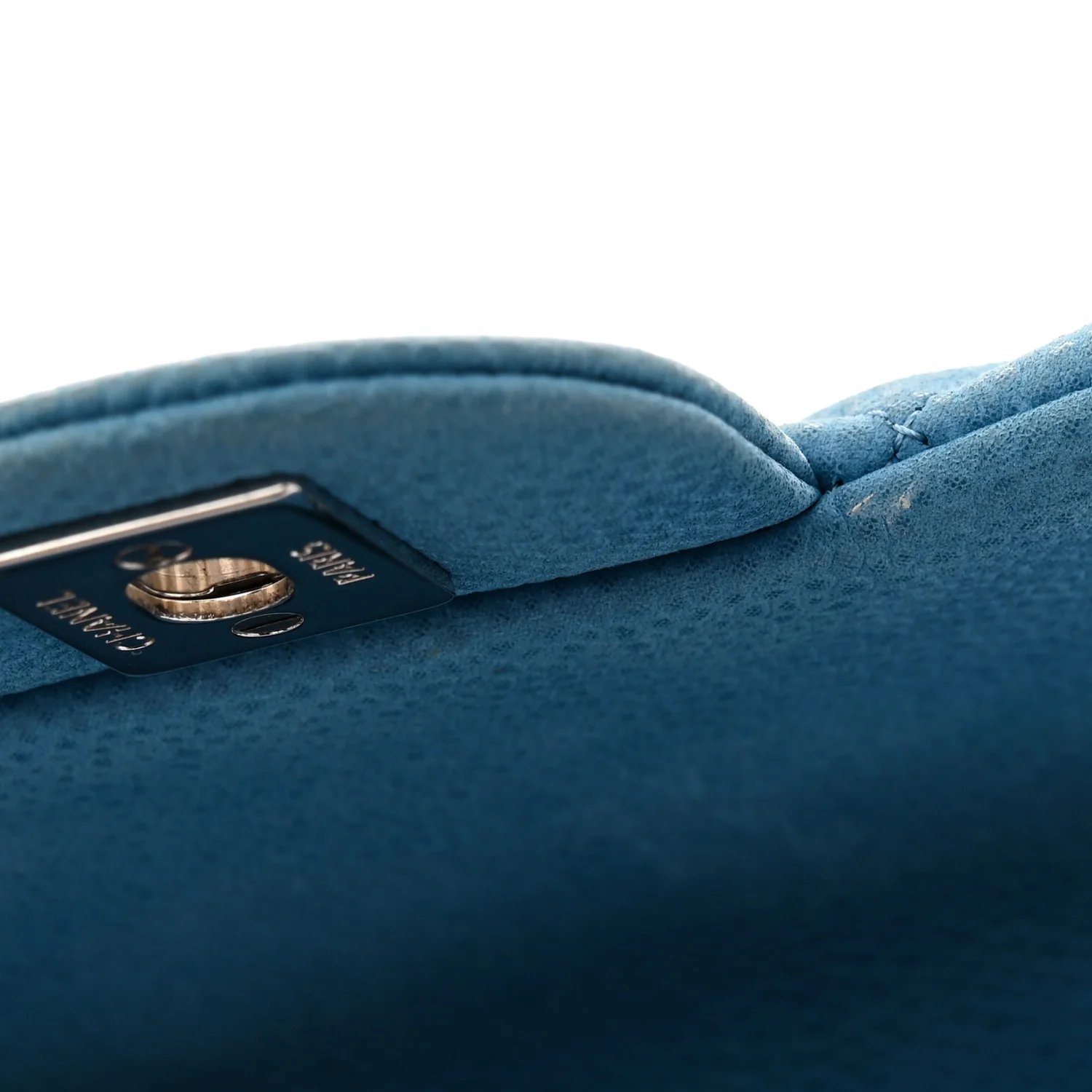 Iridescent Caviar Quilted Extra Mini Flap Light Blue - Top Club