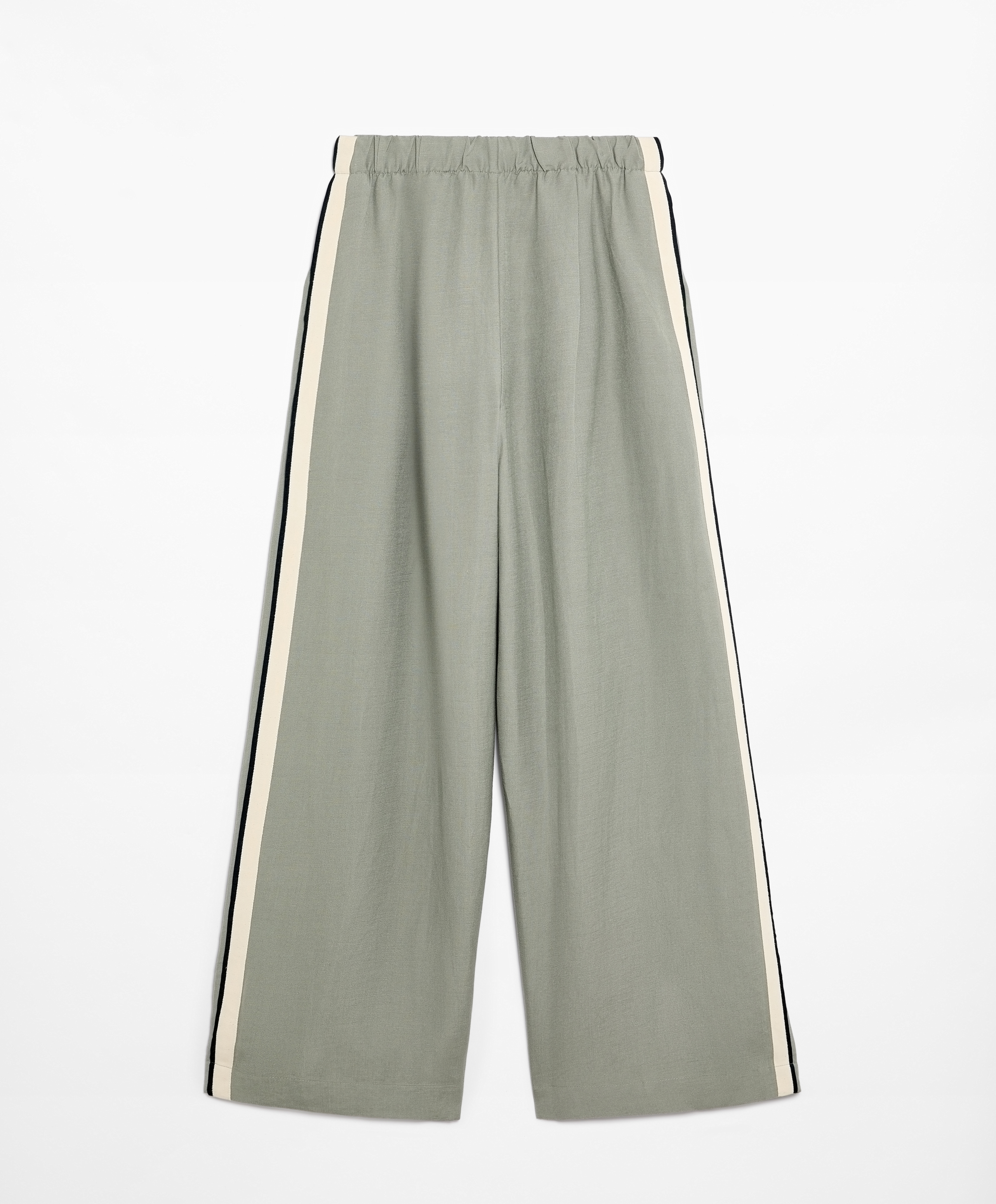 OYSHO Trousers with linen appliqué along the sides