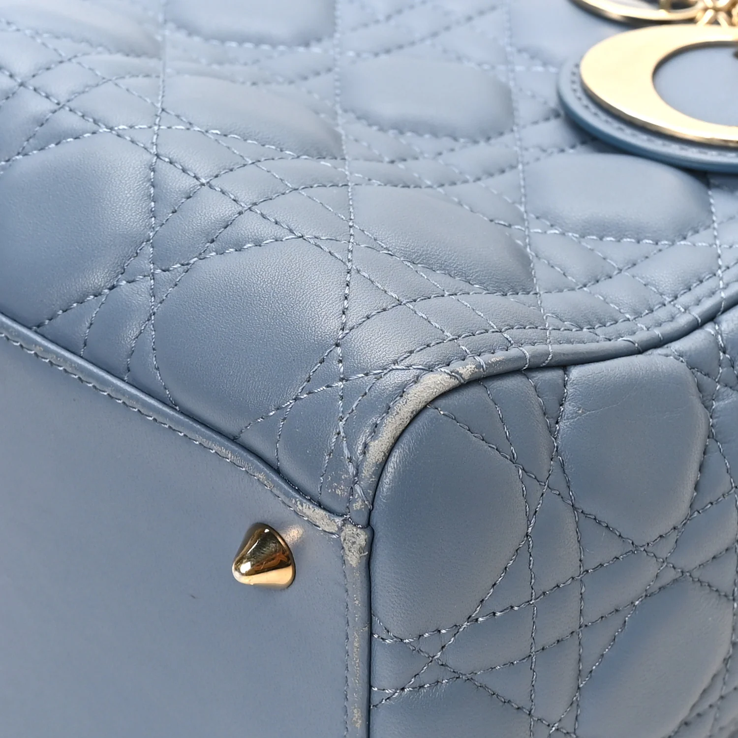 Lambskin Cannage Medium Lady Dior Denim Blue - Top Club