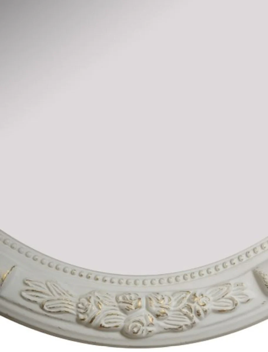 Baroque mirror white 57 x H. 77 cm - Oval baroque wall mirror with wooden frame