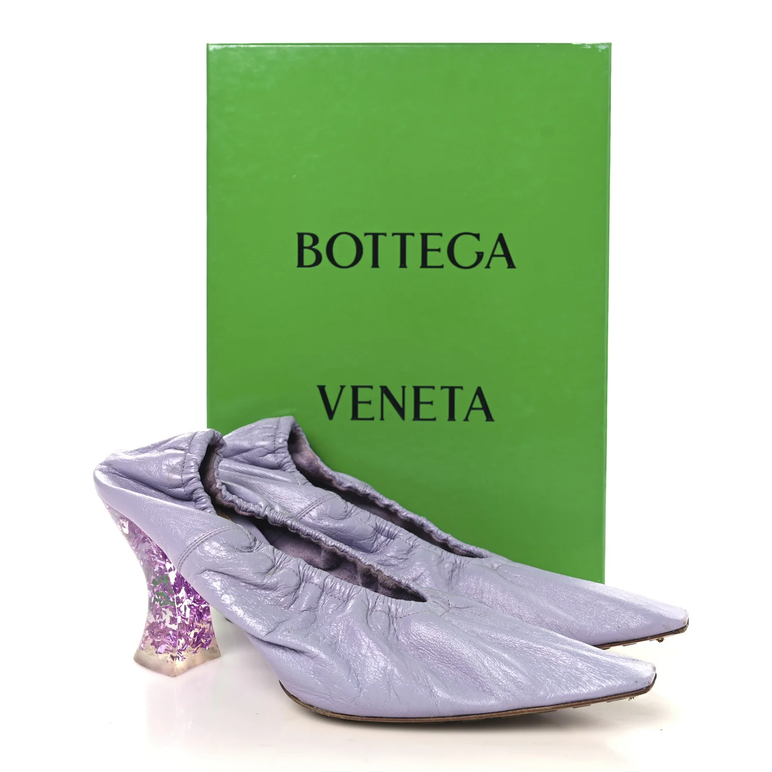 Crushed Nappa Glitter Plexiglass Almond Pumps 40 Lilac - Top Club