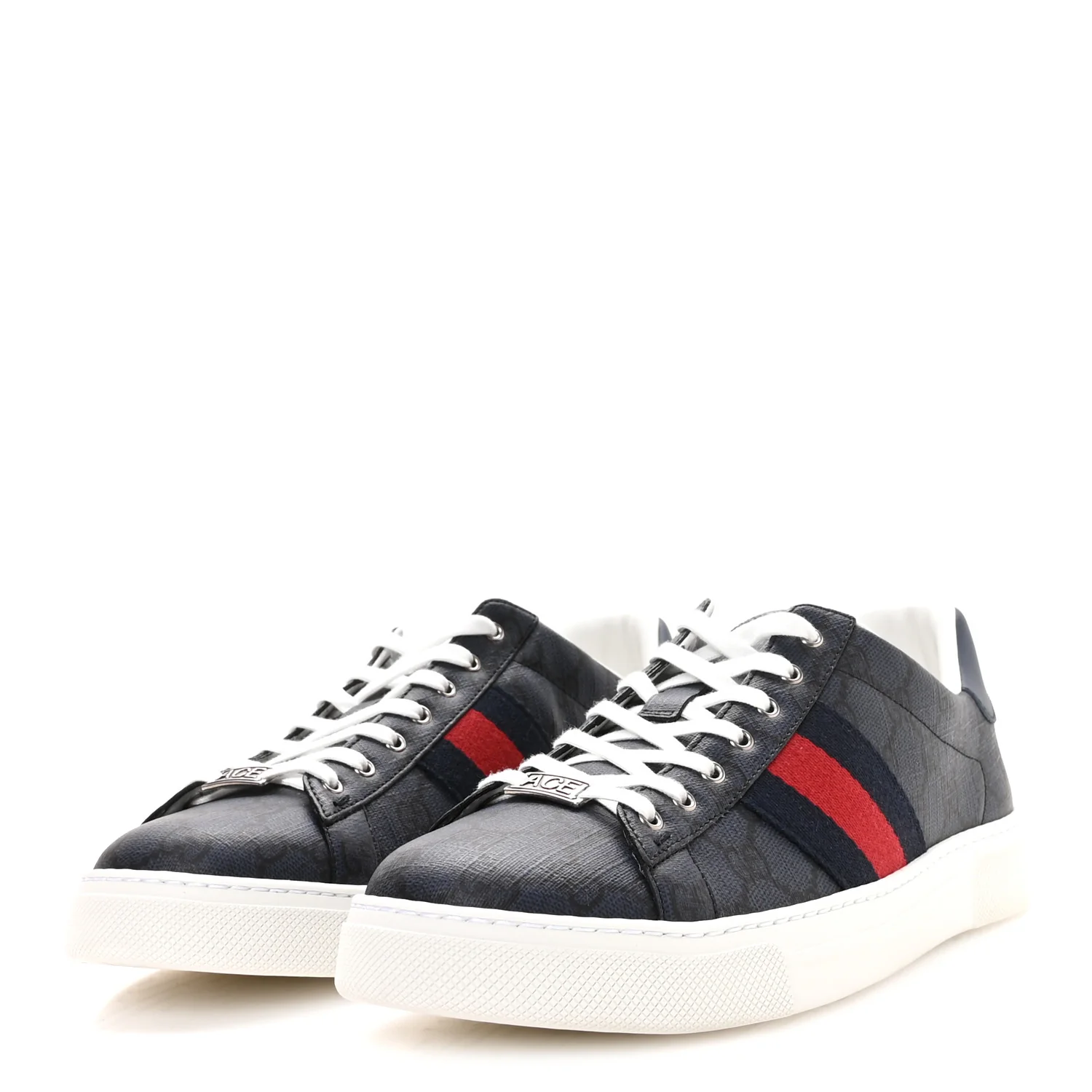 GG Supreme Monogram Web Mens New Ace Sneakers 9.5 Dark Blue - Top Club