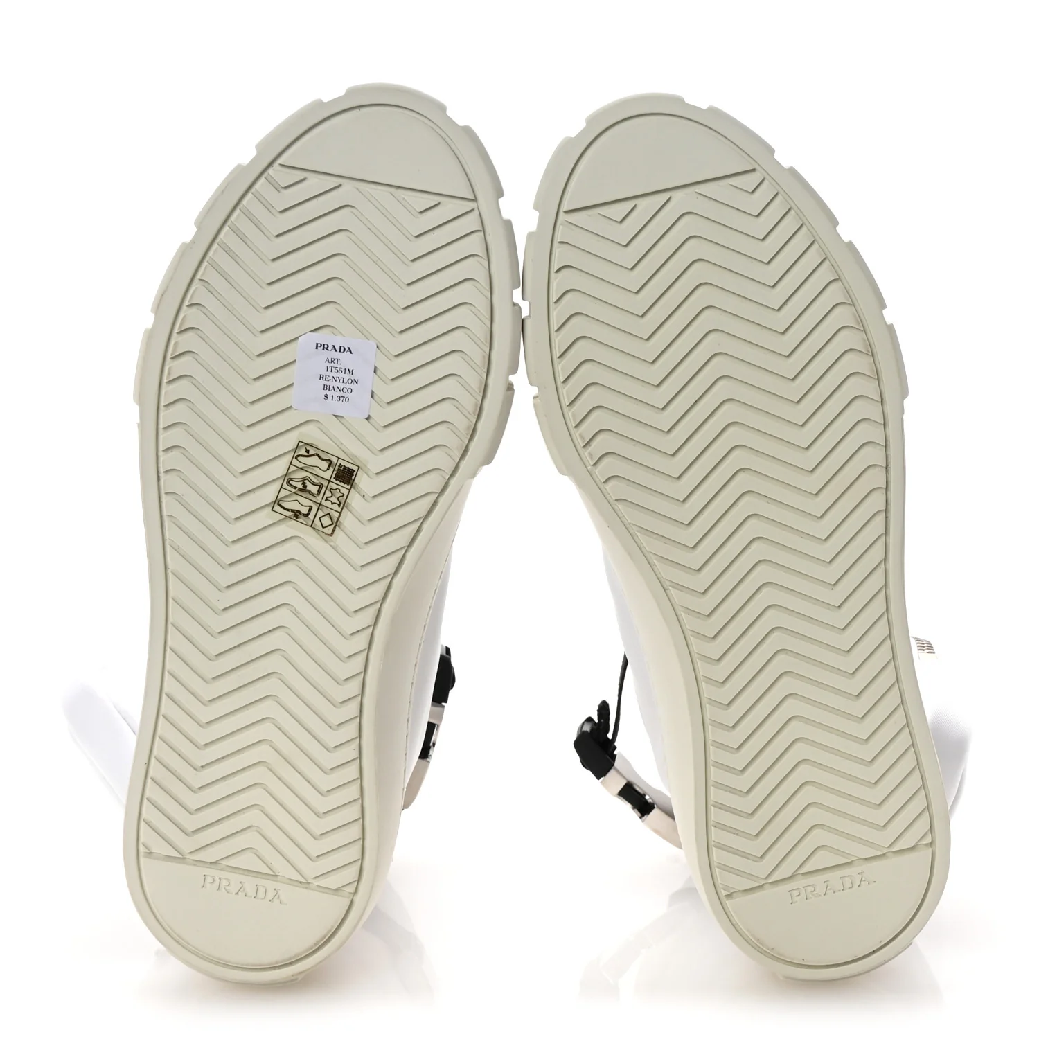 Re-Nylon Gabardine Metal Triangle Logo Wheel Pouch Pocket High Top Sneakers 36 White - Top Club