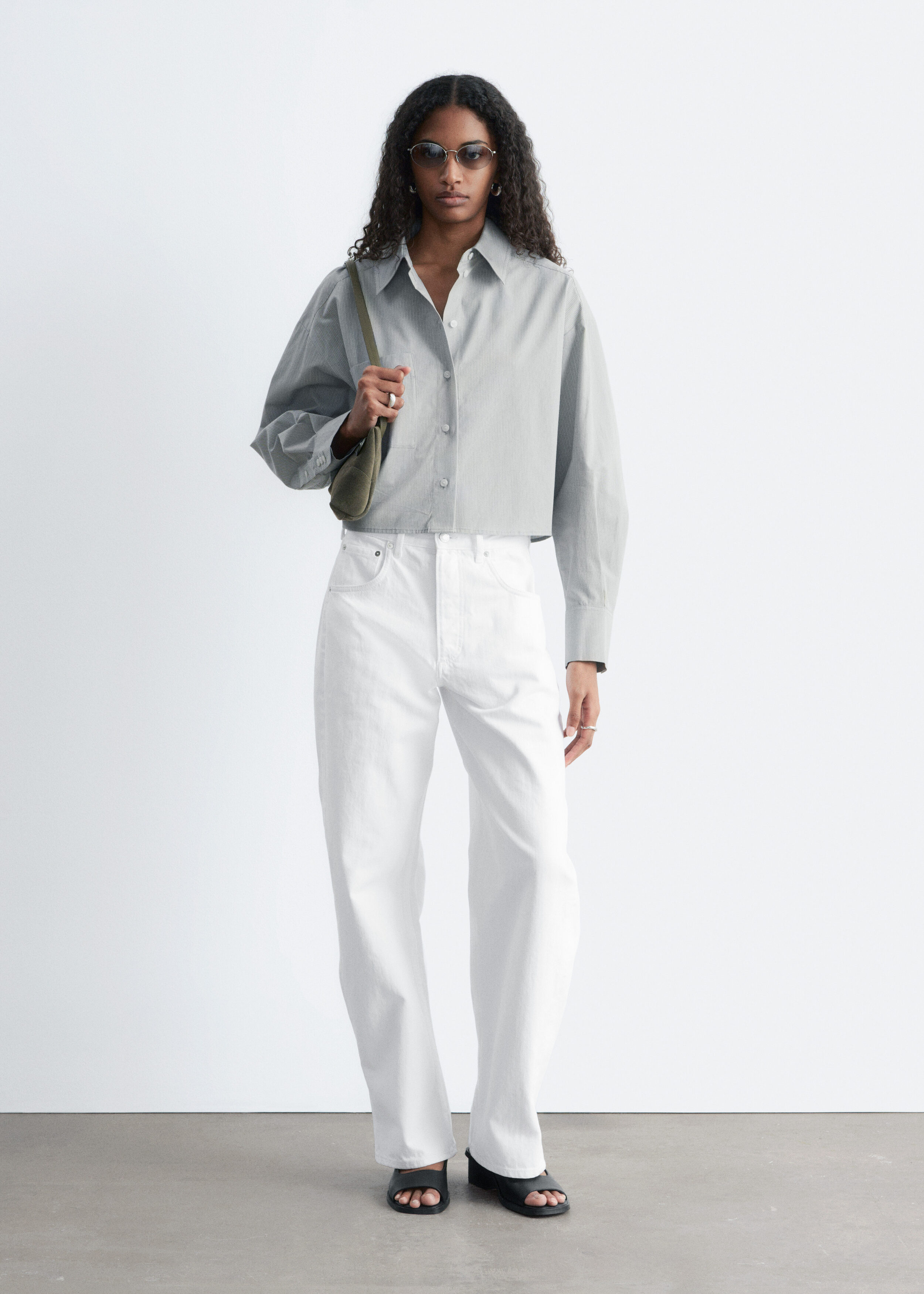 & Other Stories CROPPED OVERSIZED COTTON SHIRT
