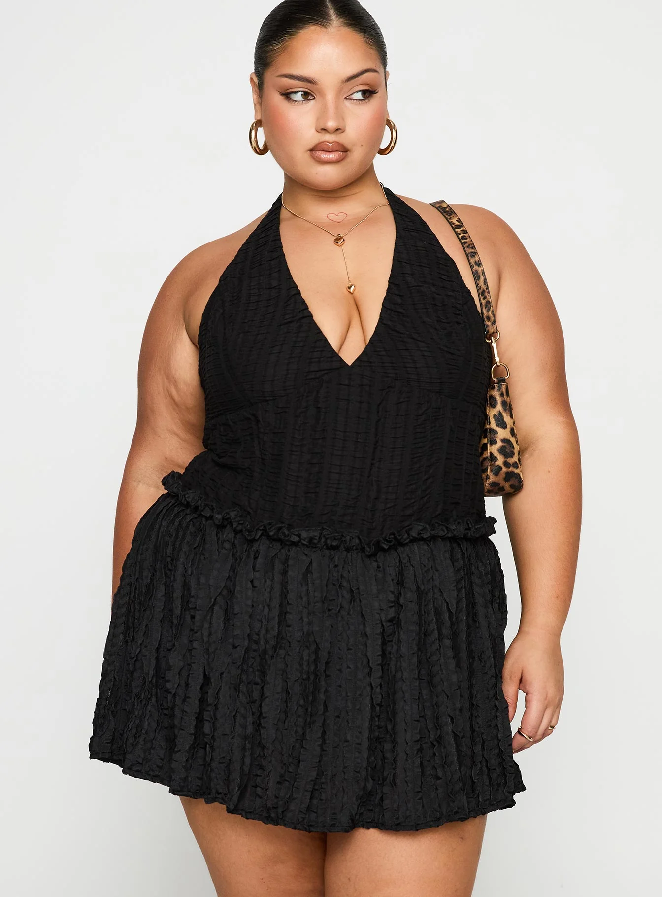 Mixie Halter Romper Black Curve